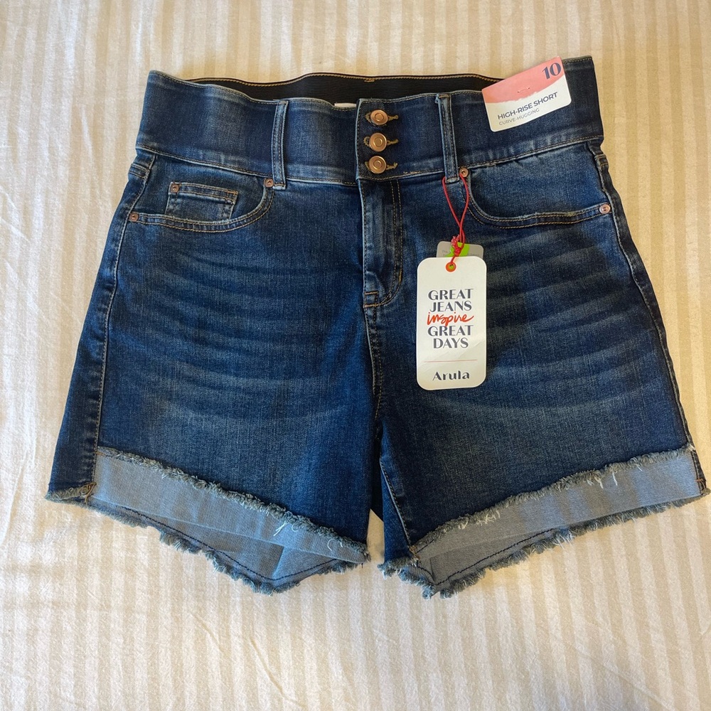 ARULA Blue Jean Shorts with Cuffed Hem